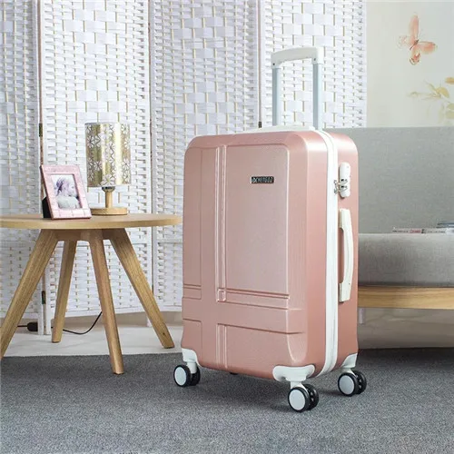 1 pcs luggage KLQDZMS в британском стиле; стильная одежда; партия из 20/24 дюйма Комплект багажных сумок на колесиках с Сумки из натуральной кожи женская тележка, масштабных дорожных чемоданов с косметичкой колеса - Цвет: 1 pcs luggage