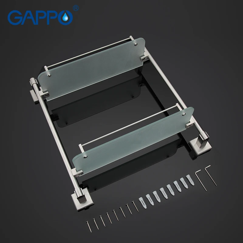 Высококачественные настенные полки GAPPO для ванной комнаты стеклянные двойные