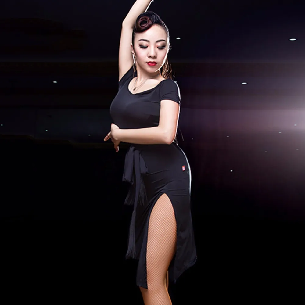 Дешевые Латинский танец платья для Дамы Зеленый Черный Цветочный принт короткий