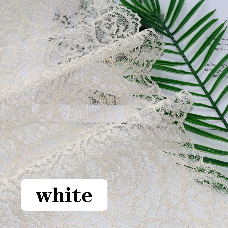 white Ширина 140 см кружевная ткань вышивка цветок Африканское кружево пэчворк Tissu для DIY платье юбка блузка свадебное украшение - Цвет: white