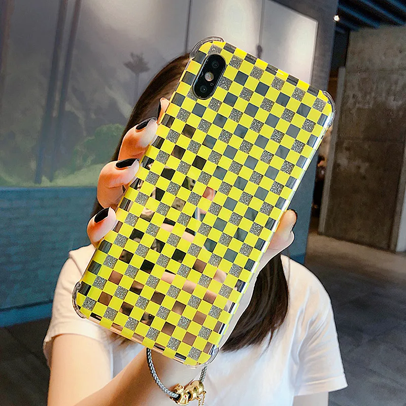 Покрытие квадратной решетки сетчатый чехол для телефона iPhone 7 6 6S 8 Plus XS MAX X XR