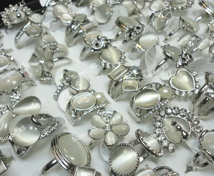 Кольца для женщин и девочек из натурального опала кошачий глаз 10 шт. кольца с