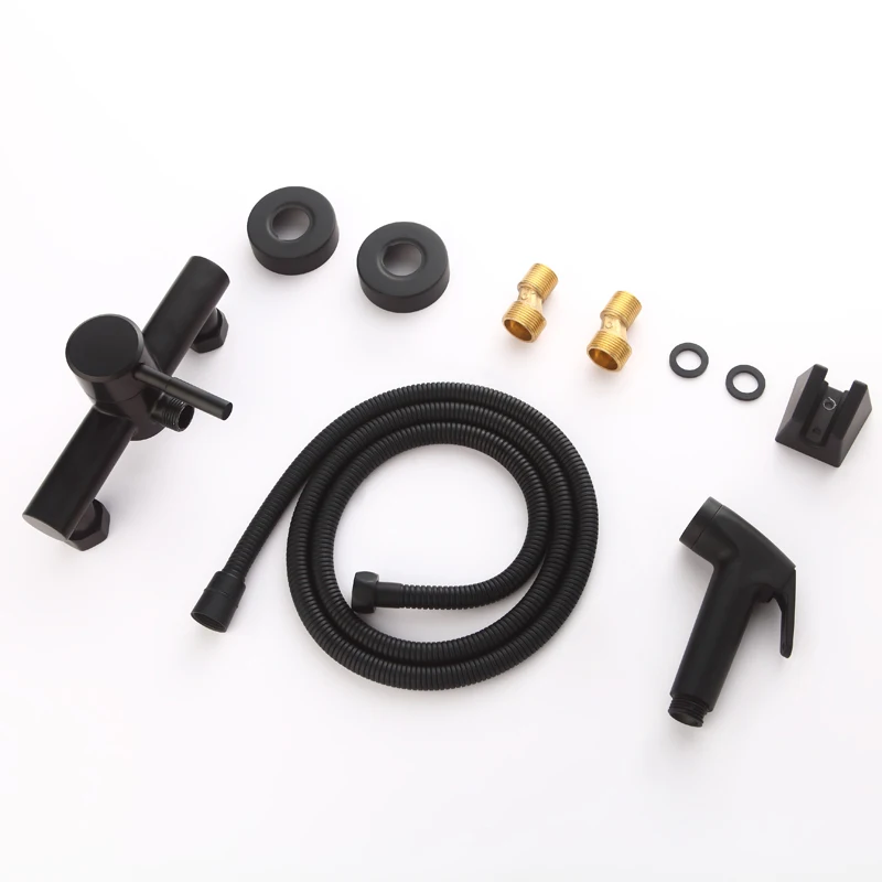 Матовый черный спрей для биде в ванную комнату смеситель горячей и холодной воды