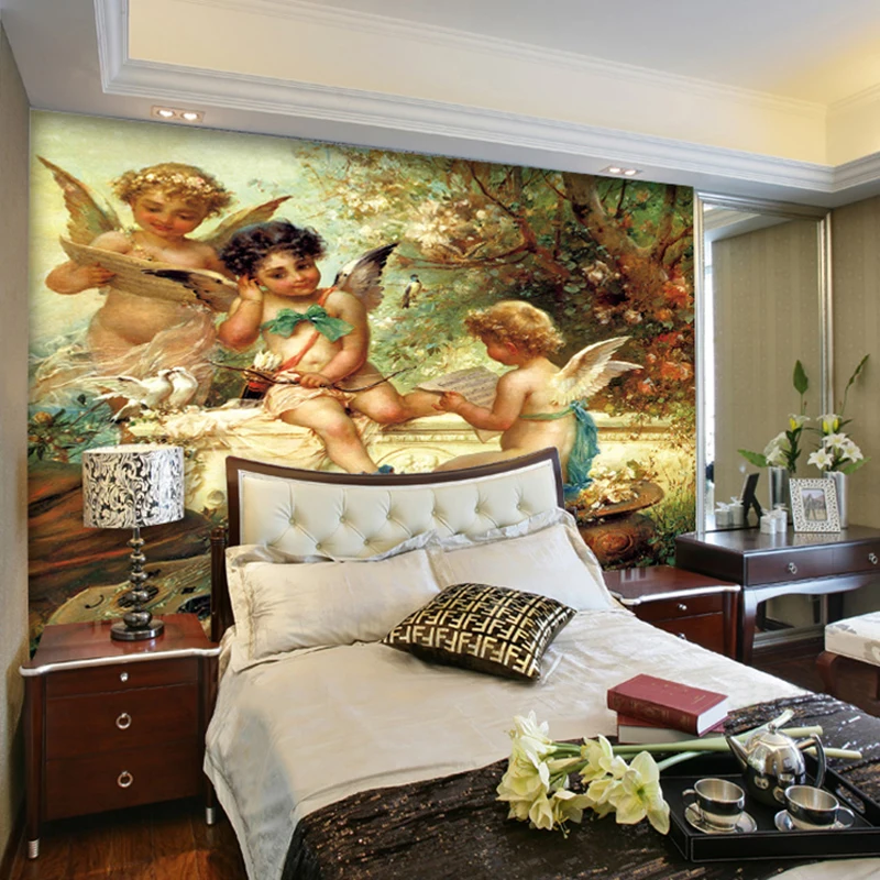 Настенная ткань в Европейском стиле 3D картина маслом ангела обои для гостиной ТВ