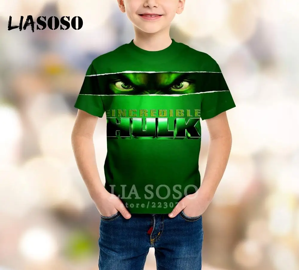 10 LIASOSO/Новая модная летняя детская толстовка футболка с 3D принтом из фильма Халк детский пуловер с короткими рукавами в стиле хип-хоп для мальчиков и девочек A216-04 - Цвет: 10