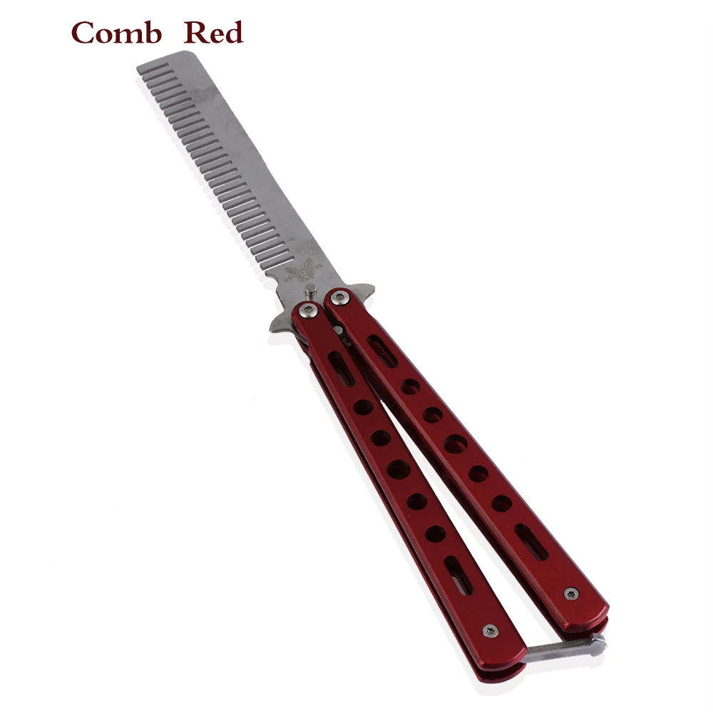 Comb Red 1 шт. складной нож-бабочка из нержавеющей стали стильные расчески Потрясающие ножницы для волос тренировочные Инструменты для укладки волос - Цвет: Comb Red