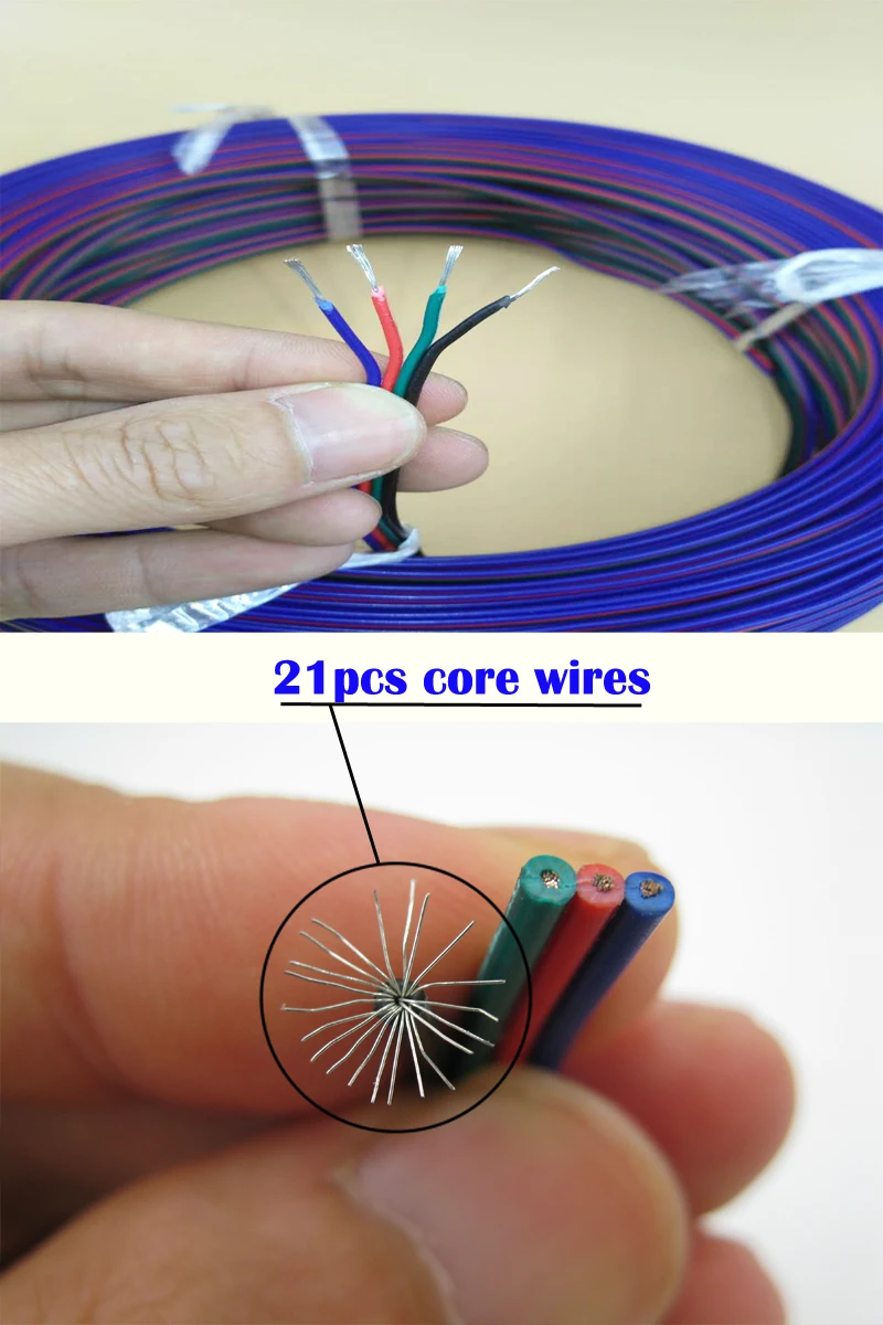 20 м 20AWG ПВХ изолированный медный провод 4pin RGB нагреватель кабель светодиодный