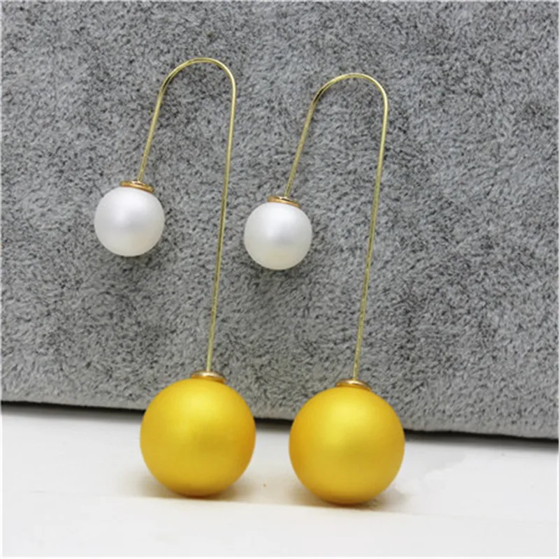 2019 hot design fashion brand jewelry double side stud earrings for women candy color beads long earings | Украшения и аксессуары