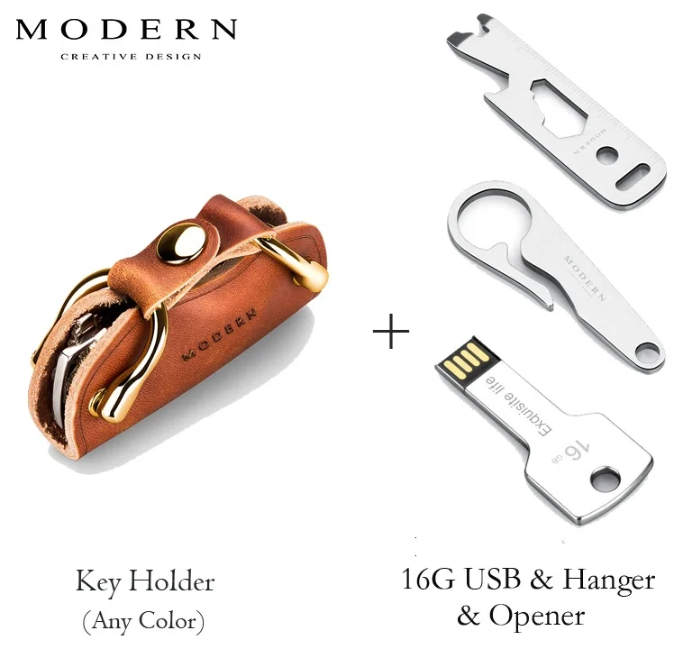 holder open hang 16G Современный-абсолютно из натуральной кожи кошелек для смарт-ключа DIY брелок EDC Карманный Автомобильный держатель для ключей - Цвет: holder open hang 16G