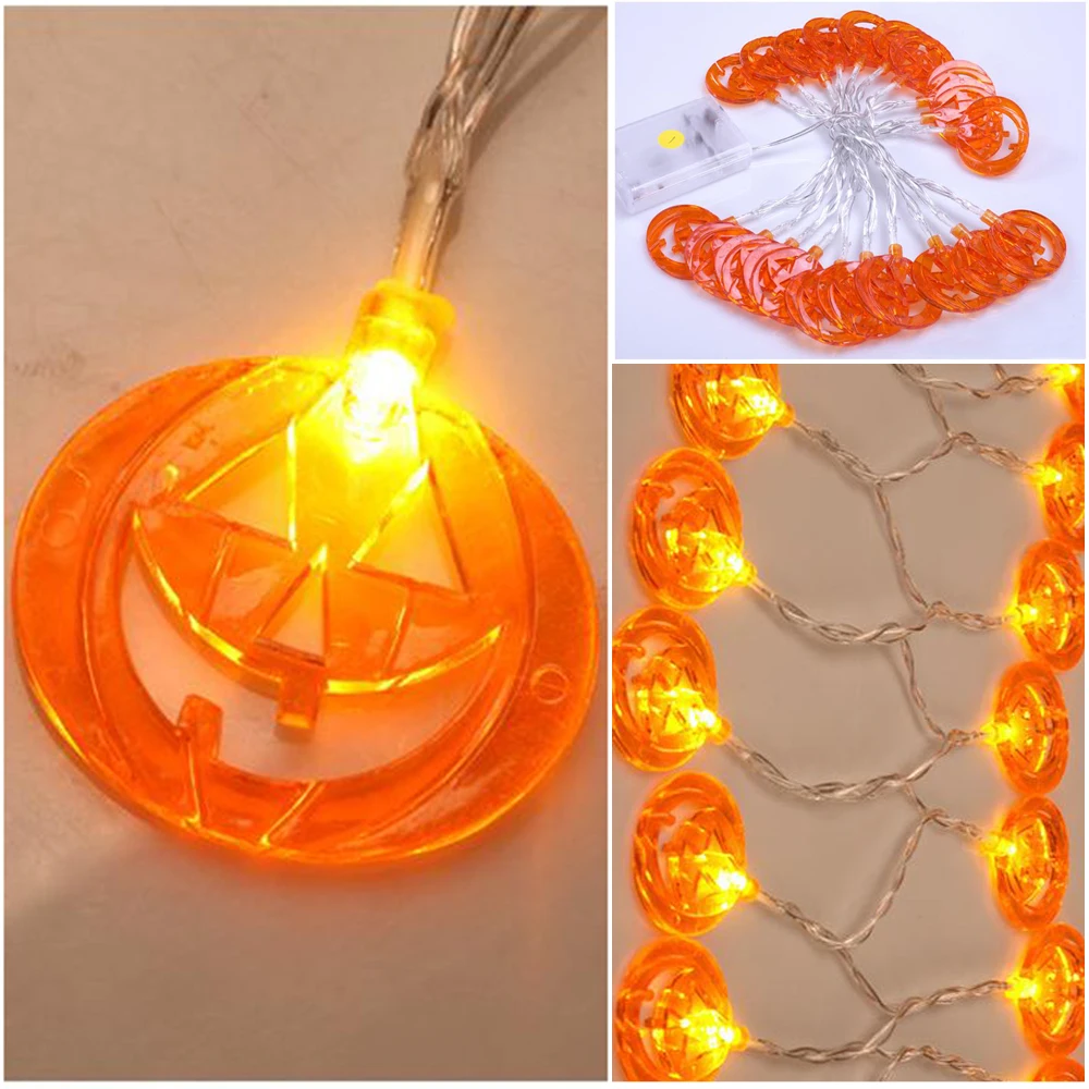 

LED Garland Halloween String Light Pumpkin Shape Decorative Lights Fairy Holiday Celebrate Props 1.5m 3m 4.5m Optional JQ