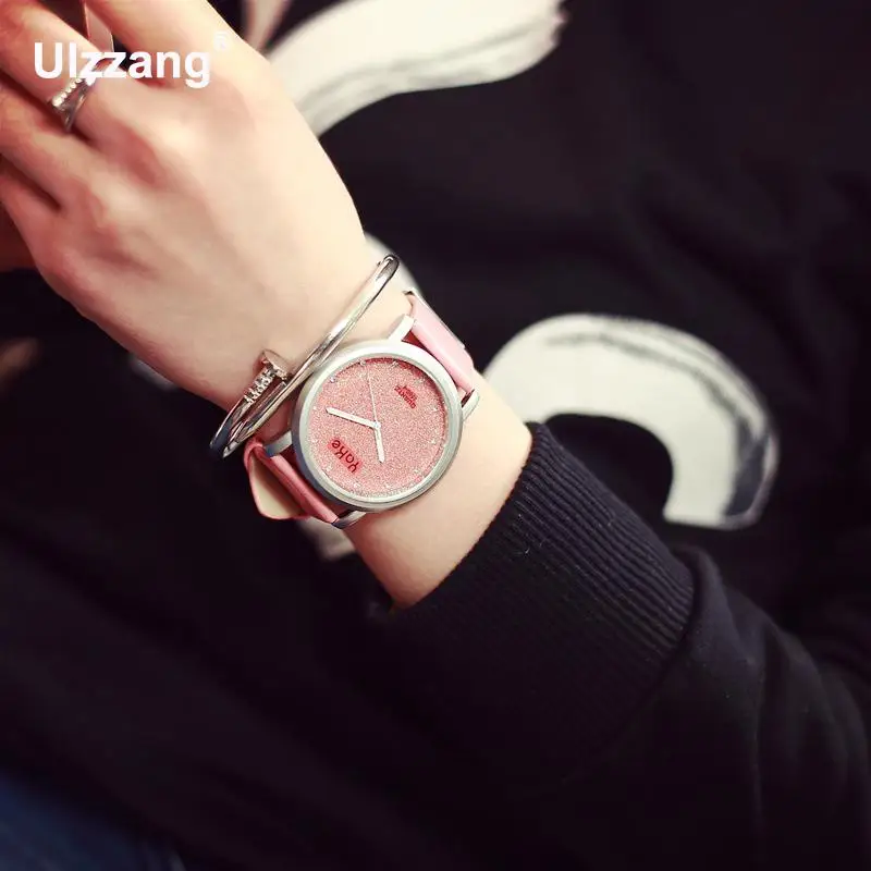 Роскошные милые блестящие Кварцевые наручные часы из искусственной кожи с