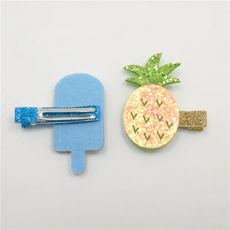 20 шт./лот блестящие металлические фруктовые заколки для волос из фетра