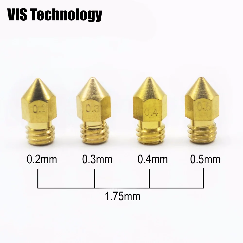 

1pc 3D printer nozzle 0.2/0.3/0.4/0.5mm J-head extrusion nozzle For 1.75mm Filament MK8 nozzle