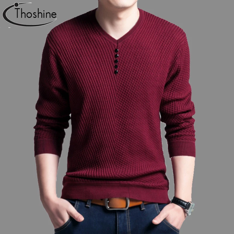 Бренд Thoshine Сезон весна осень Стиль мужской вязаный свитер из саржи с тонким