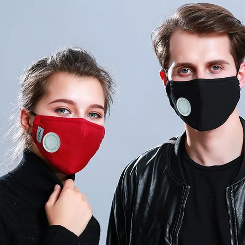 Анти-пыль хлопок PM2.5 лицо рот маска сплошной цвет ретро плед Печать регулируемый ушной петля Респиратор с углеродным воздушным фильтром