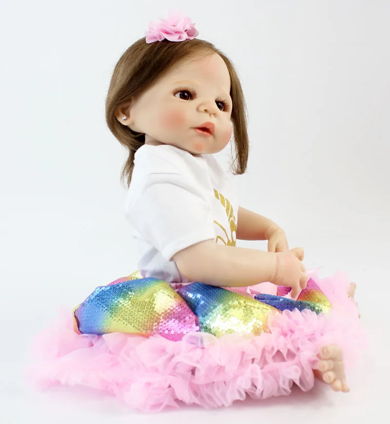 

BZDOLL 22" Full Silicone Newborn Girl Doll Realistic Reborn Baby Boy and Girl Growth Partner Waterproof Body Bedtime Toys