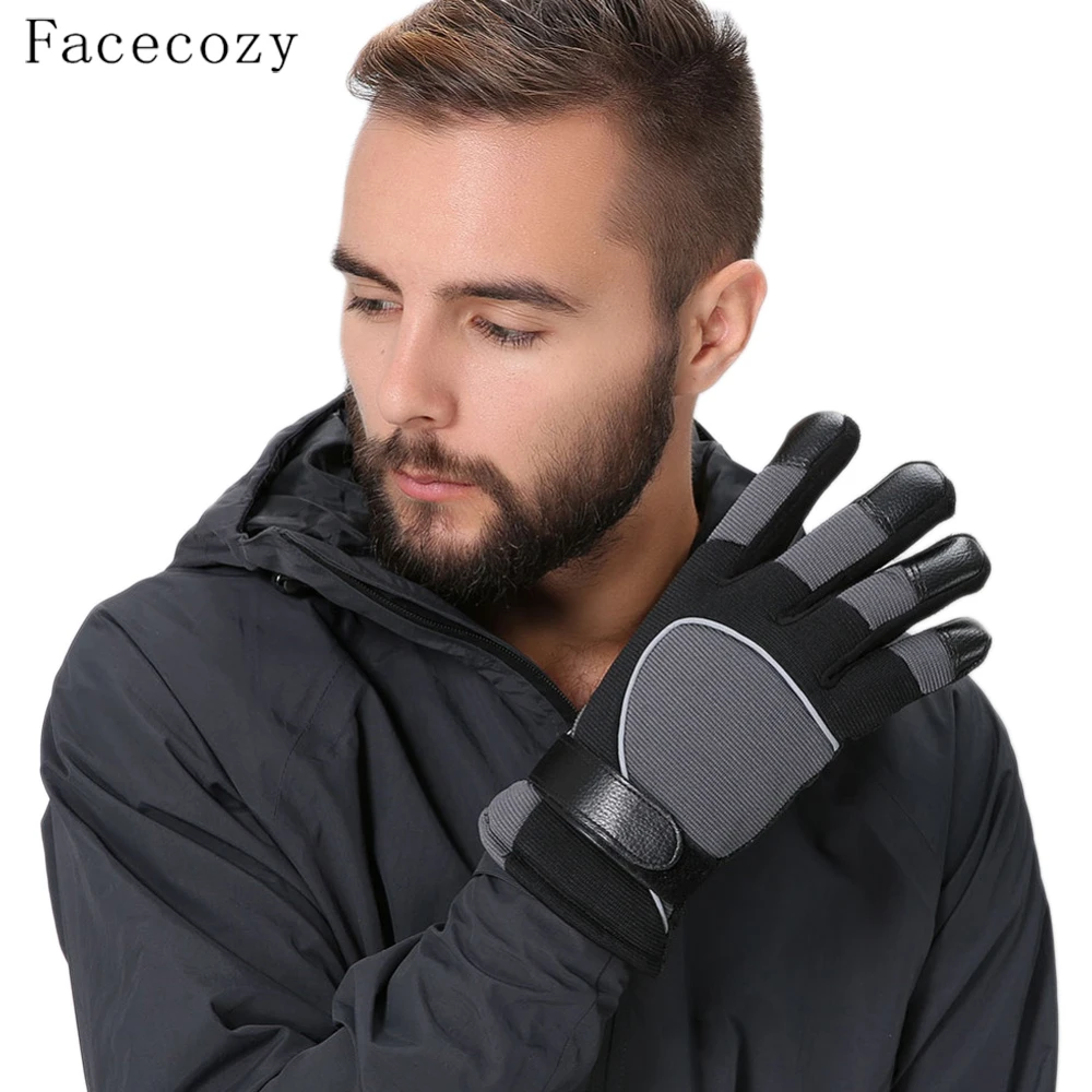 Facecozy мужские зимние уличные противоскользящие лыжные перчатки светоотражающие