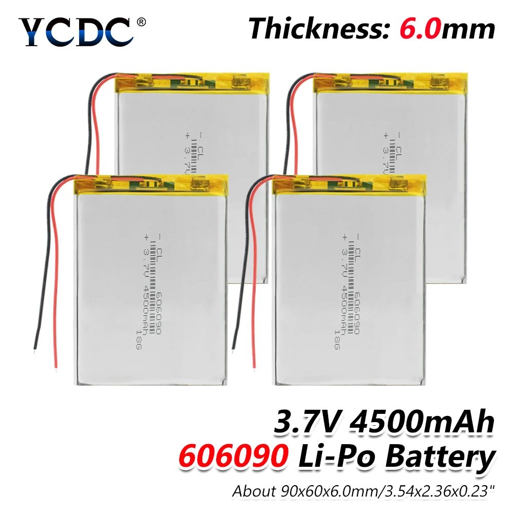 1/2/4 шт 3,7 V 606090 4500 мА/ч, Перезаряжаемые Lipo Батарея планшет Dvd Камера gps электрические игрушки ноутбука литий-полимерные батареи