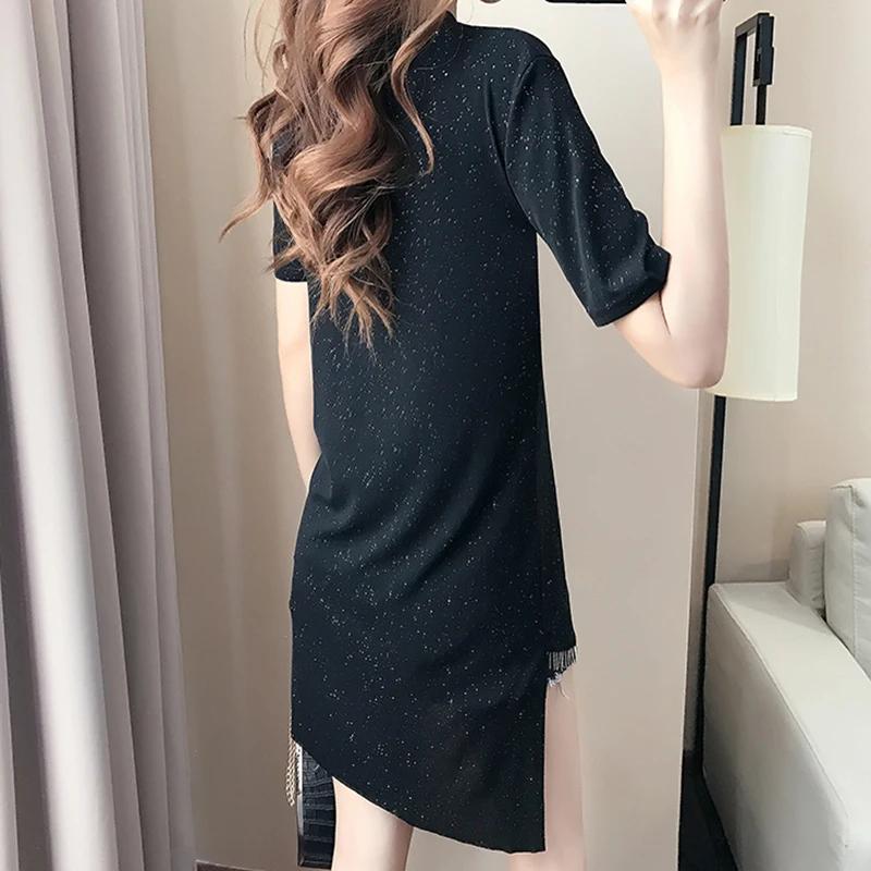 Новинка 2020 летние платья с кисточками и цепочками женские черные свободные