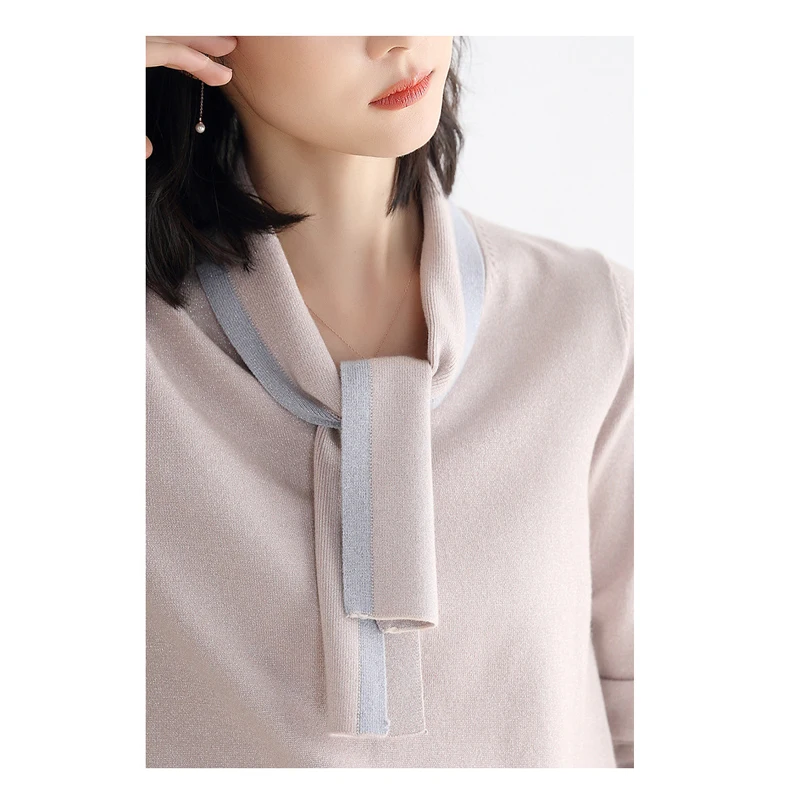Fashion Scarf Collor Sweater Female Spring Autumn pullovers Women Bright silk Knitted Jumper Tops kz535 | Женская одежда