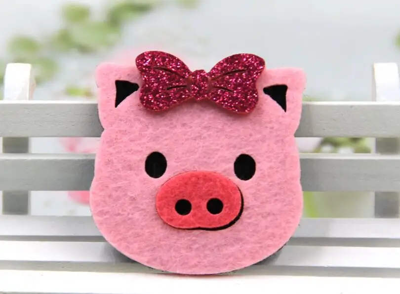 

20pcs shiny pig with bow and crown Patches For Clothing Sewing Supplies DIY Hair Bow Decoration free shipping