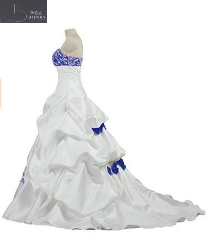 Свадебное платье в африканском стиле Королевского синего и белого цвета с