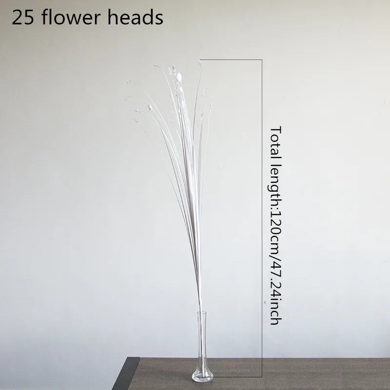 120cm 25heads 10 шт./лот Высокое качество Имитация белый павлин трава Свадьба дорога свинец декоративный искусственный цветок украшение дома стрельба реквизит - Цвет: 120cm 25heads