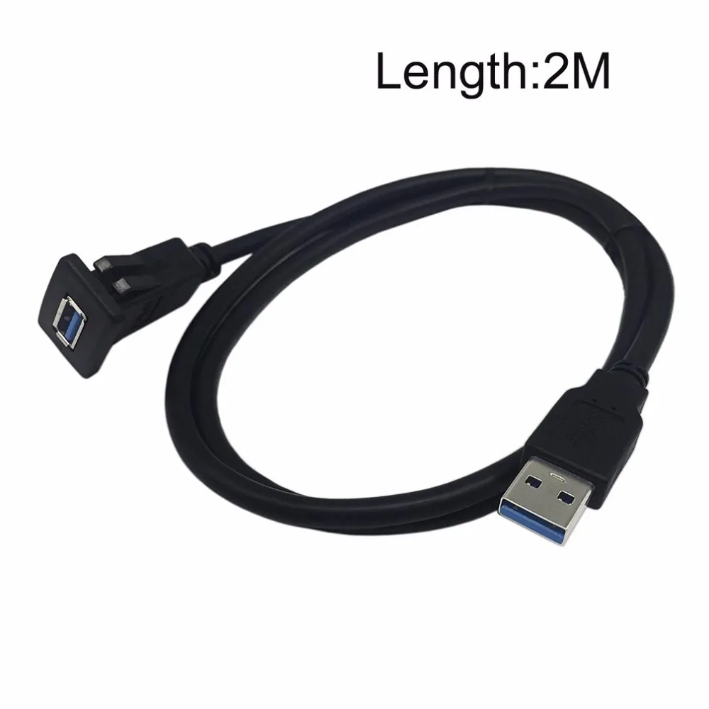1 м/2 м Разъем Кабель USB 3,0 Авто автоспускное крепление папа-мама удлинитель панель приборной панели квадратная аудиолиния для мотоцикла