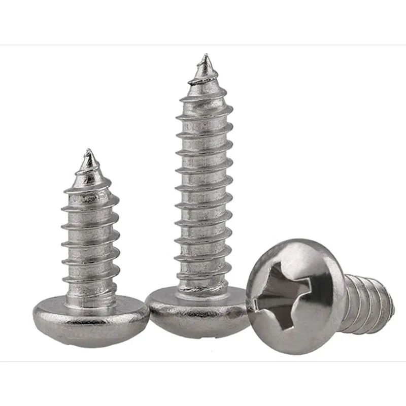

M5M6 304 Stainless Steel Round Head Self Tapping Screw Wood Screw Cross Slot Pan Head Self-tapping Screw 20pcs