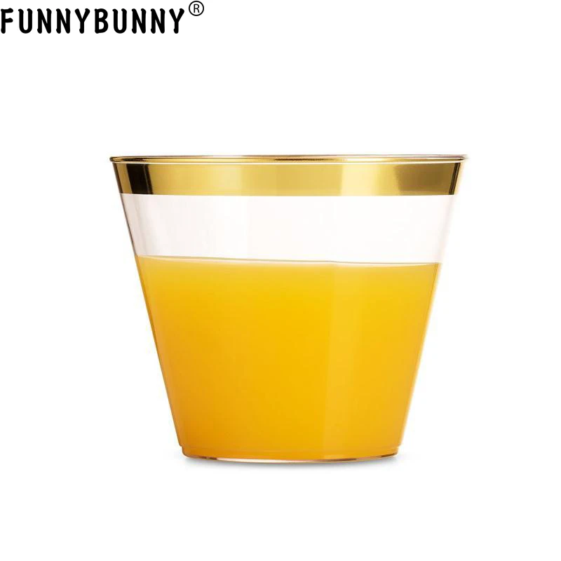 FUNNYBUNNY золотые прозрачные пластиковые чашки с золотой оправой Необычные
