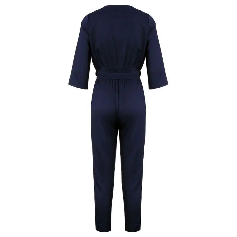 Женский Повседневный комбинезон с v образным вырезом и рукавом три четверти