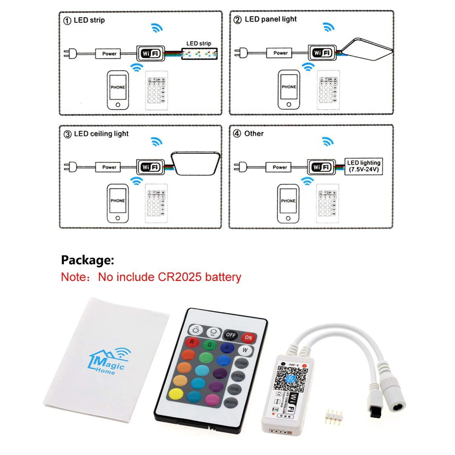 Wi-Fi цветная (RGB) Управление Для Светодиодный светильник полоски работает со