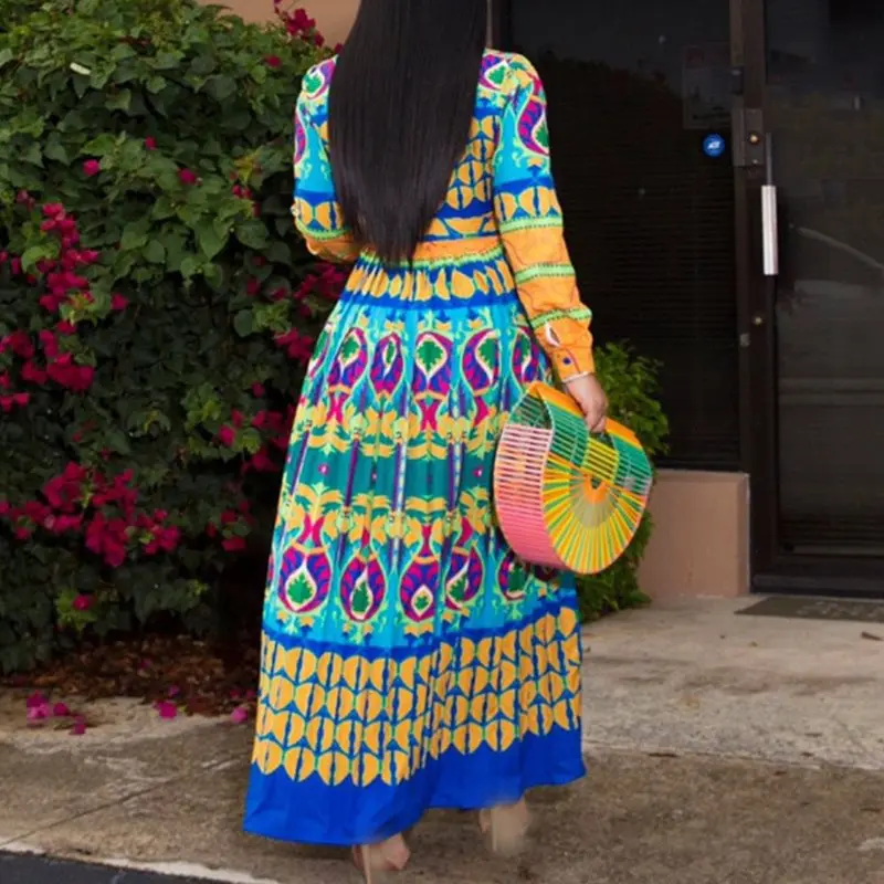 Женское платье в африканском стиле Boho этническом модное осеннее элегантное с