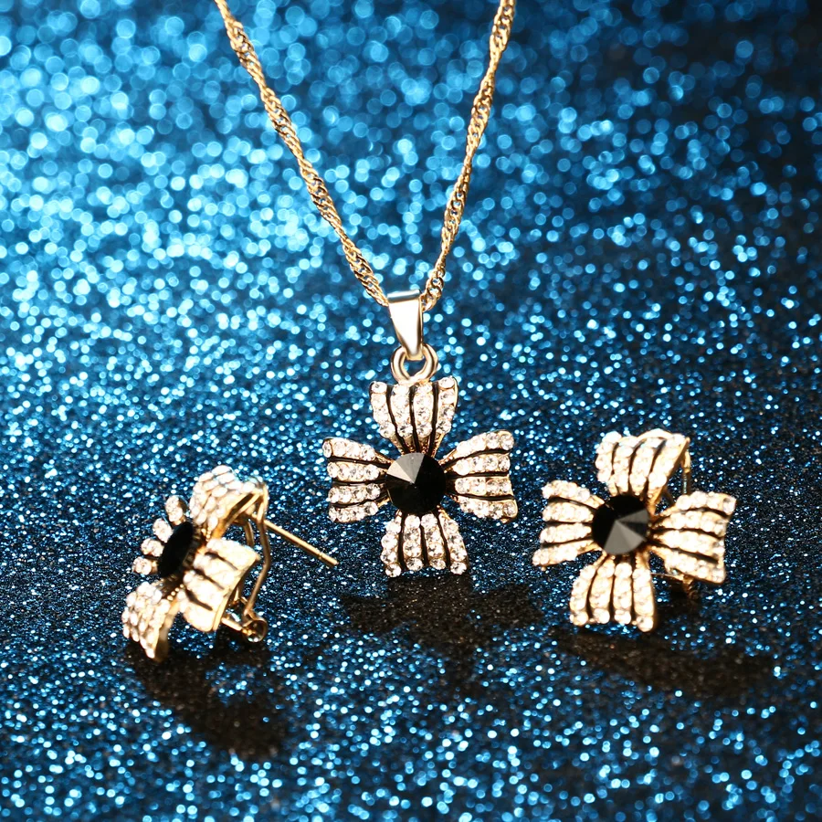 Ювелирные изделия из Дубая золотого цвета 2 шт. в комплекте Черная Женская