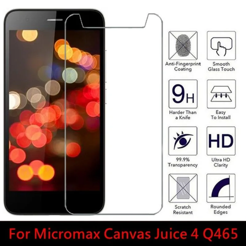 Стеклянная пленка для смартфона Micromax Canvas Juice 4 Q465 стеклянная Защитная