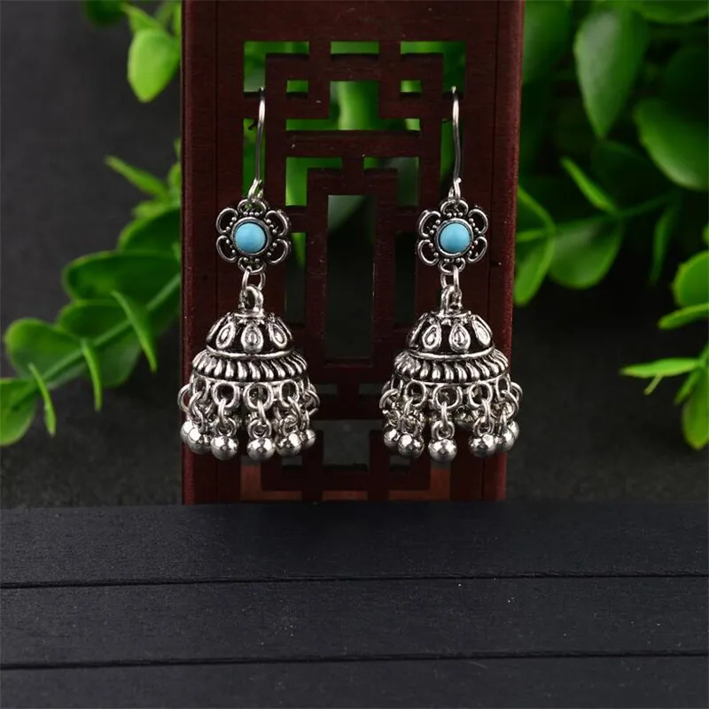 Ethnic Natural Stone Retro Golden Dangle Drop Earrings Boho Beads Tassel Hanging Earring for Women Female Indian Jewelry | Украшения и