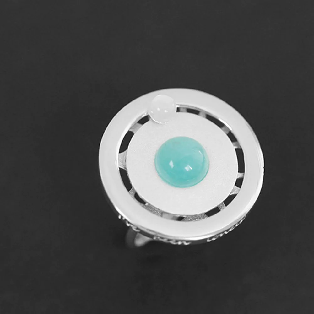 LARGERLOF Ring Silver 925 Women Fine Jewelry Amazonite Shell Vinage Rings RG49117 | Украшения и аксессуары