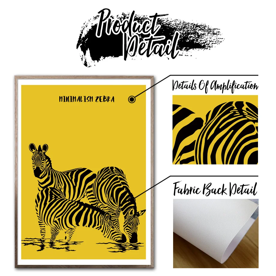 

Wall Art Canvas Painting Yellow Table Lamp Zebra Fashion Quotes Nordic Posters And Prints Animal Wall Pictures For Living Room