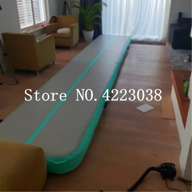 line green and grey Насос, 6 м, 7 м, 8 м надувная воздушная дорожка гимнастика надувная воздушная дорожка Акробатический коврик тренажерный зал AirTrack для продажи - Цвет: line green and grey