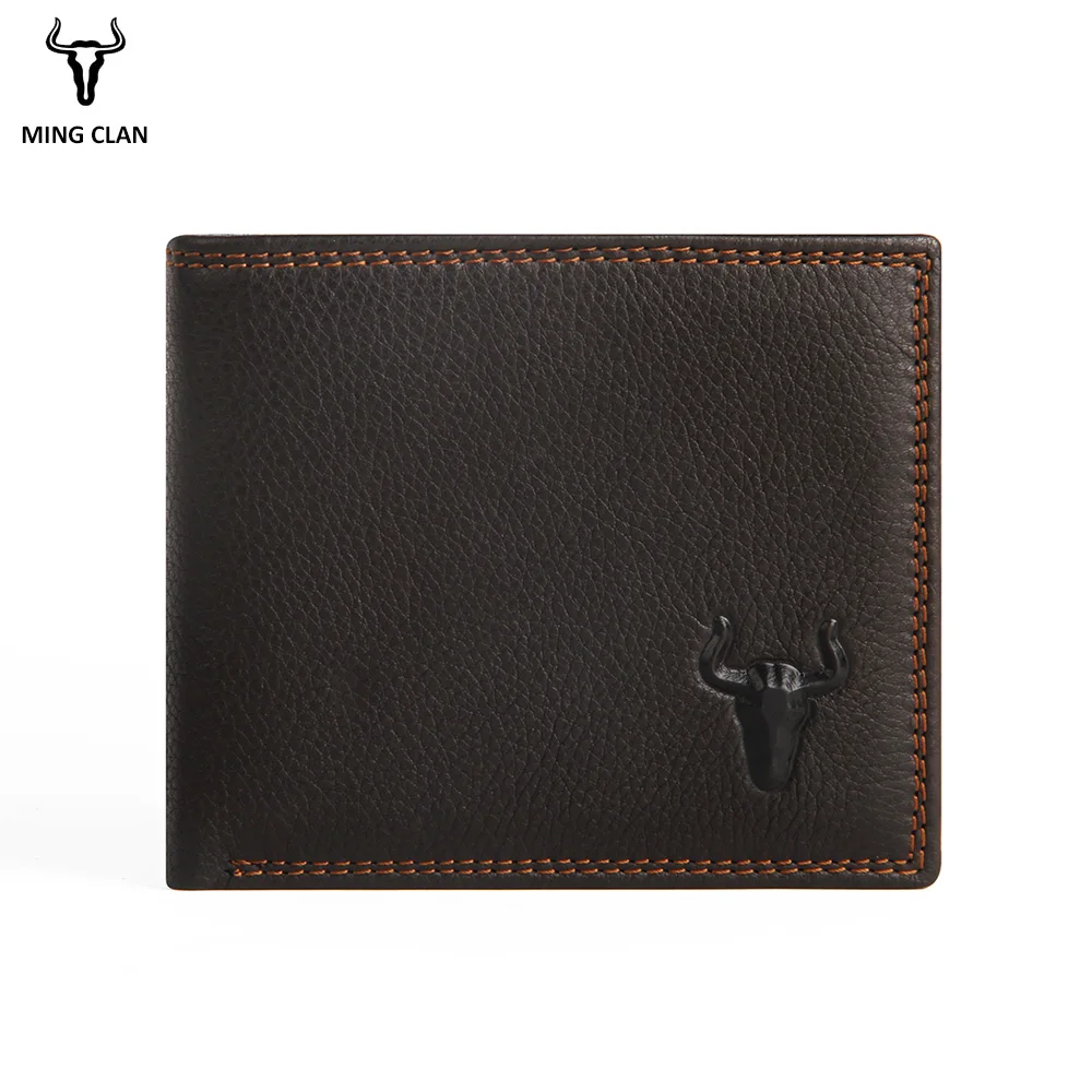 Mingclan Luxury Brand Genuine Leather Men Wallets Card Holder Coin Pocket Purse Male Slim Wallet Portfolio Cartera Money Bag