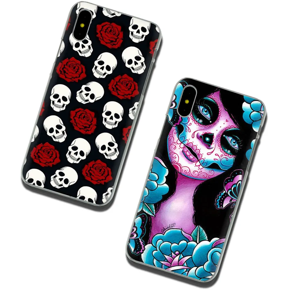 Catrina красивая Роза девушка череп жесткий чехол для телефона iPhone SE 2020 11 Pro 6 6S Plus 7 8 X