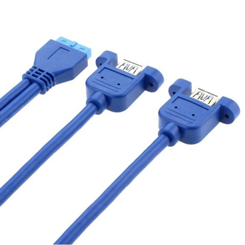 Двойной порт USB 3,0 Женский Винт крепление панель тип к материнской плате 20Pin удлинитель 30 см 50 см 80 см 0,3 м 0,5 м 0,8 м