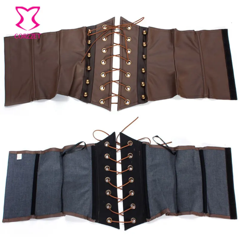 Латексные женские корсеты и бюстье в стиле стимпанк из искусственной кожи|lace up
