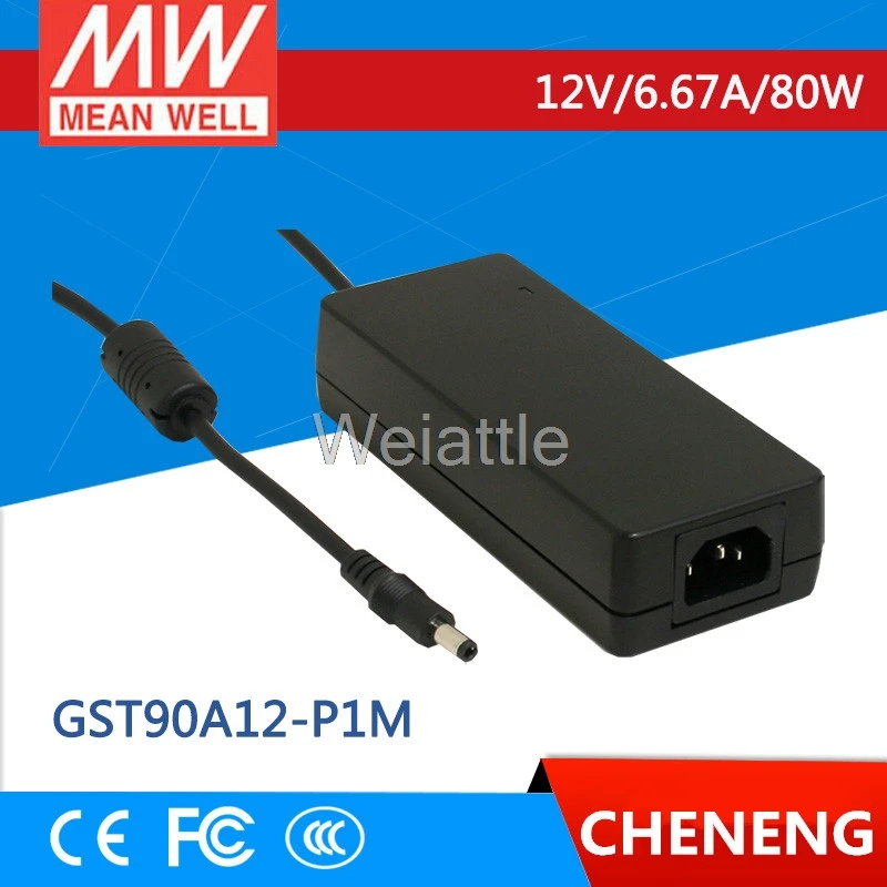 MEAN WELL Оригинал GST90A12 P1M 12V 6.67A meanwell GST90A 80W AC DC промышленный адаптер высокой