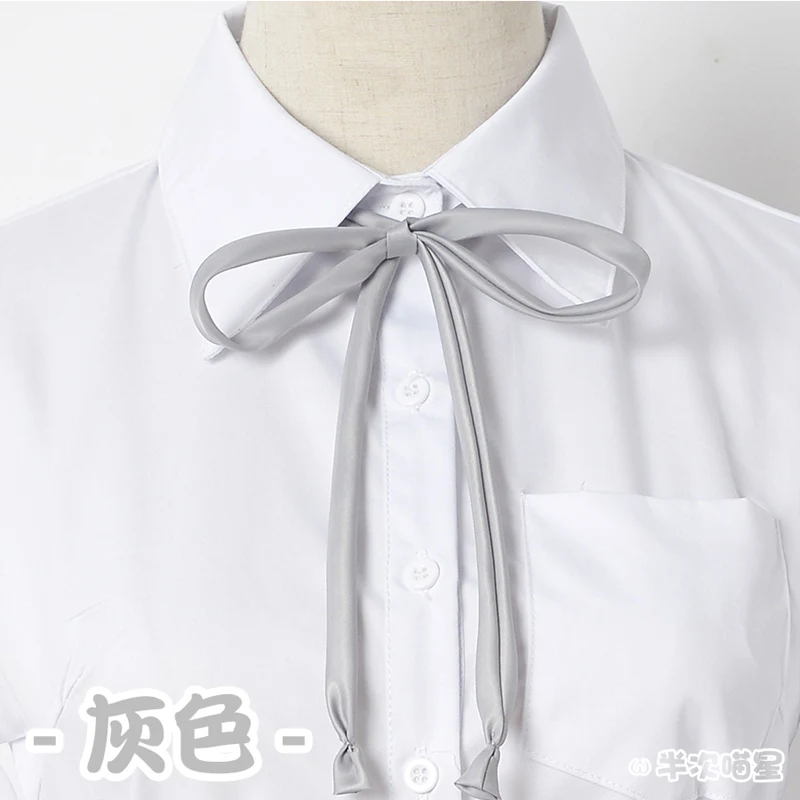 add 1 rope gray Японская школьная рубашка с квадратным воротником и коротким рукавом непрозрачные однотонные белые рубашки для униформы - Цвет: add 1 rope gray