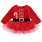 2018 милое платье Санта-Клауса для маленьких девочек Милая Рождественская одежда мини-платье с кристаллами для маленьких девочек, наряды, костюм для От 0 до 2 лет