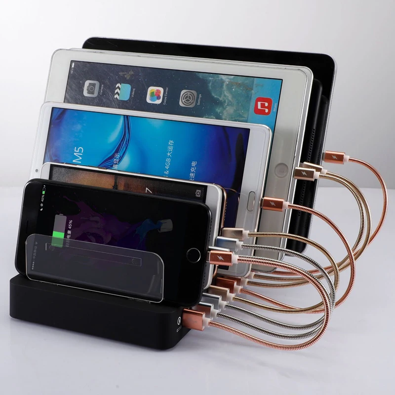 110W 8 Порты и разъёмы USB QC3.0 2.4A Настольный мульти-Функция док-станция для зарядки интеллигентая(ый) умное устройство для зарядки с кронштейном