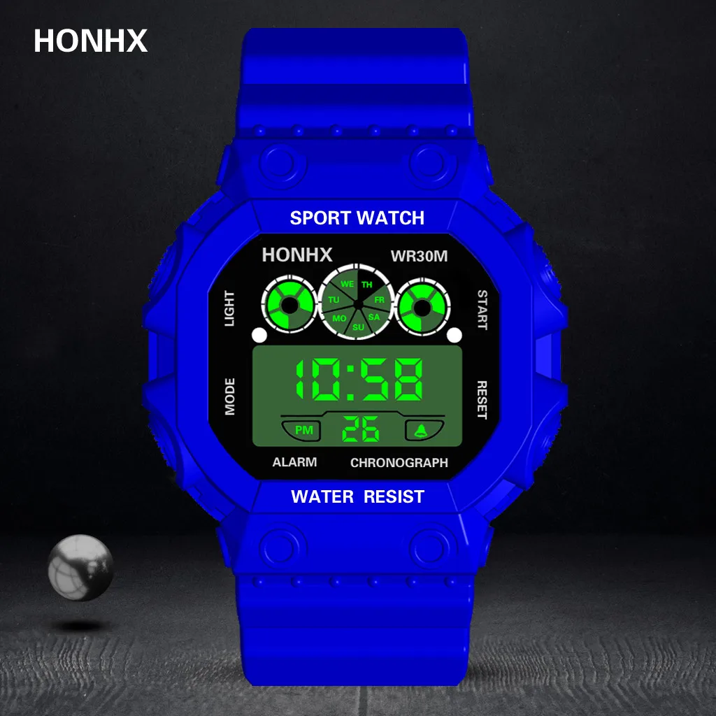 Honhx роскошный три глаза с аналоговым и цифровым дисплеем спортивные светодиодный