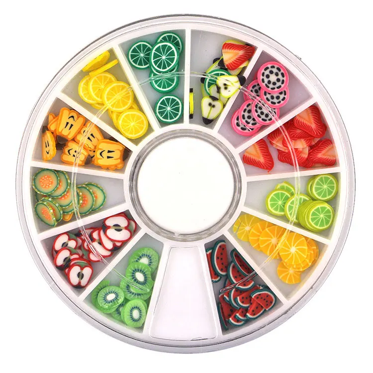1 Wheel Miolet, новинка, 3D Полимерная глина, крошечные фимо фрукты, кусочки, колесо, для дизайна ногтей, советы, стразы, сделай сам, дизайн, колесо, для украшения ногтей, маникюр - Цвет: 1 Wheel