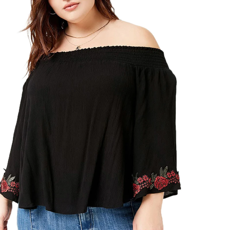 Блузка Kissmilk женская с длинным рукавом и цветочной вышивкой|Блузки| |